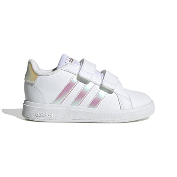 Sneakers bianche primi passi da bambina con strisce a contrasto adidas Grand Court 2.0 CF, Brand, SKU s334000158, Immagine 0